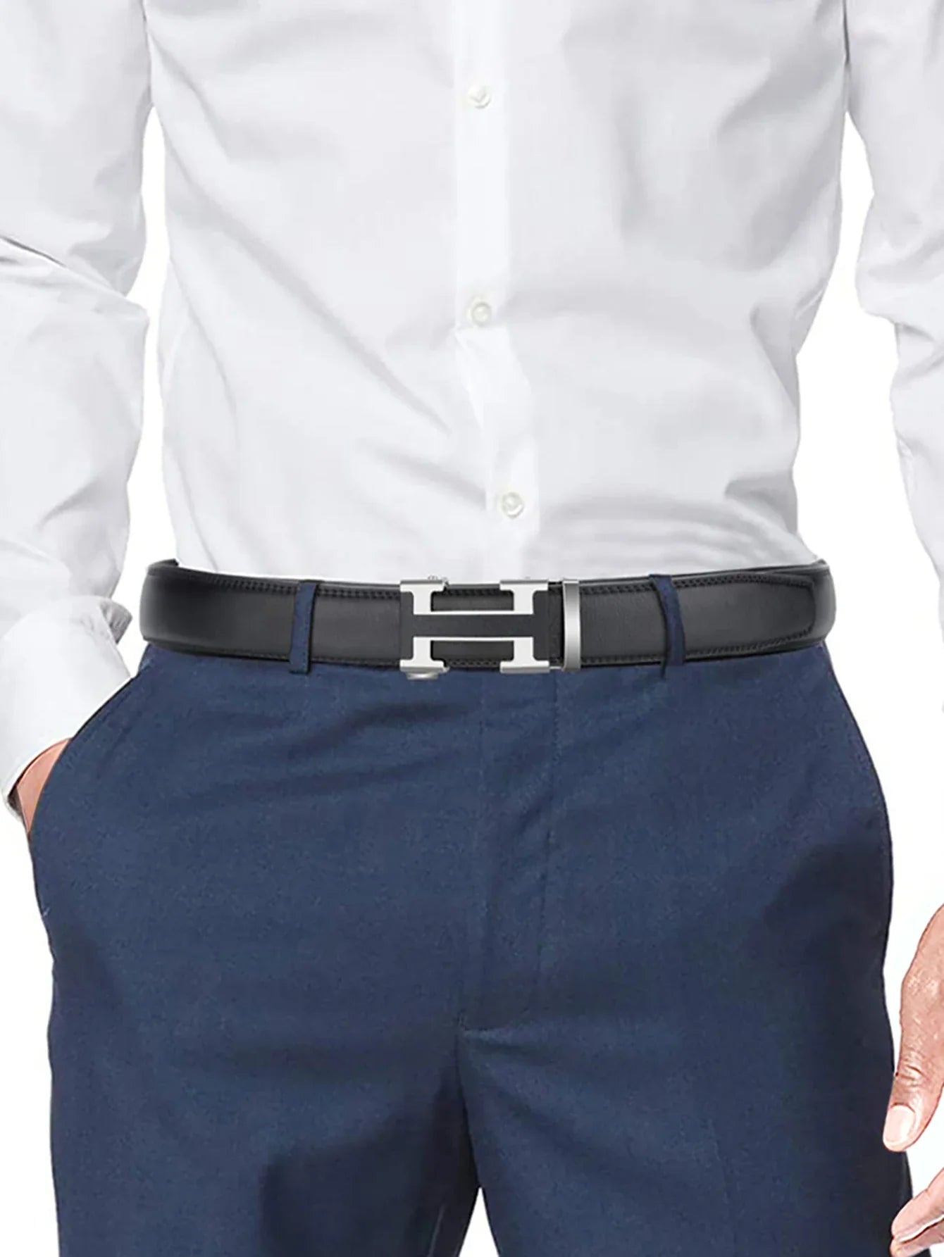 Fashion Business Men'S Belt Genuine Luxury Brand Belt Metal Buckle Belt High-Quality Leather Soft Belt With Cargo Pants Jeans