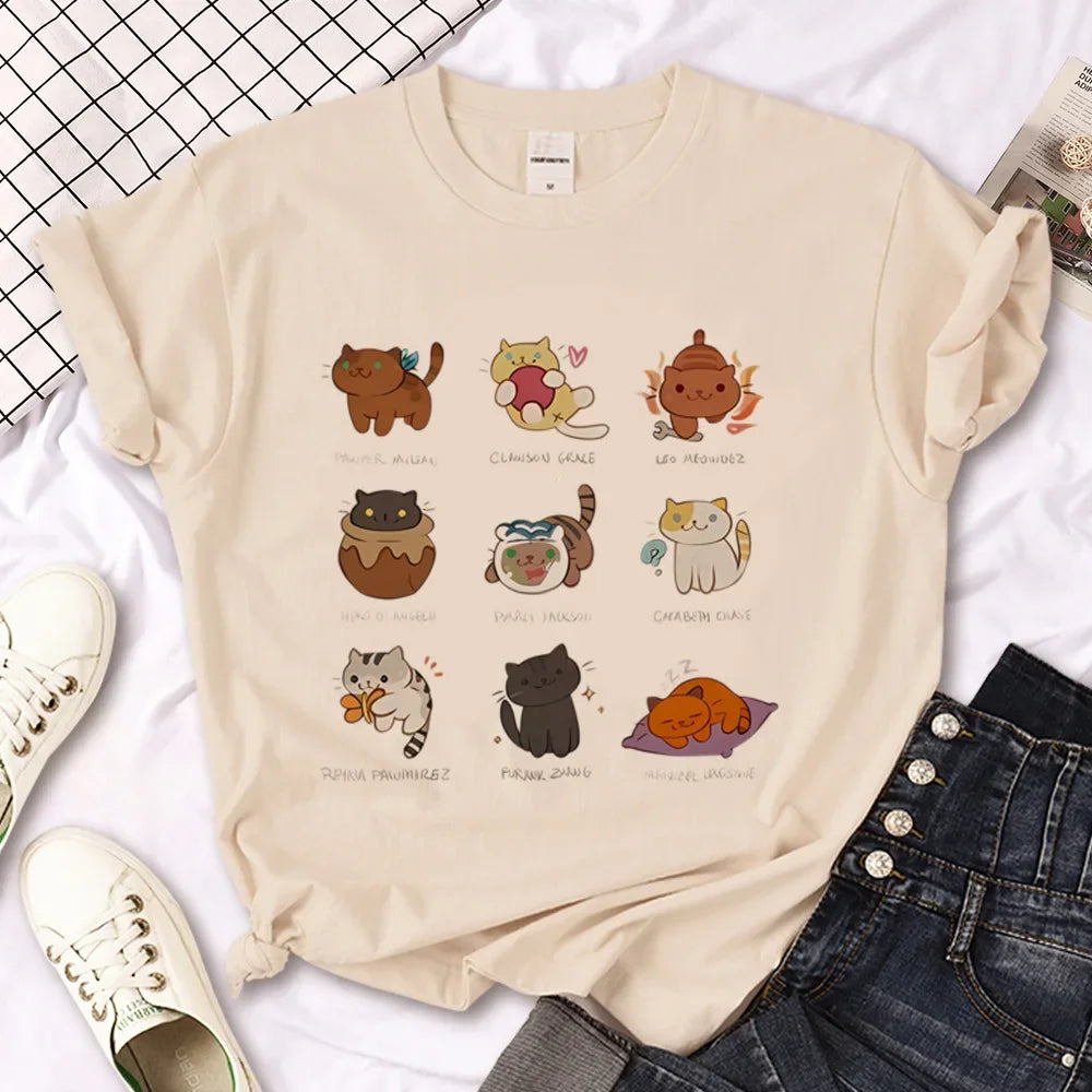 Cat top women streetwear summer anime t shirt girl y2k Japanese clothes
