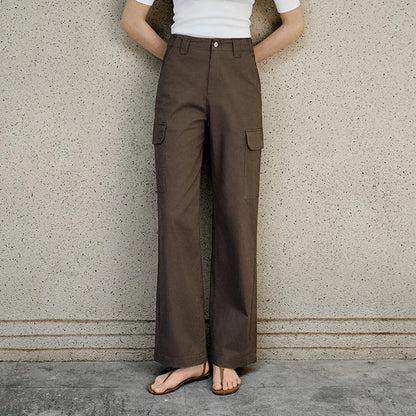 Women Pants Urban Workwear Cargo Wide Leg Loose Straight Casual Style Slim Street Daily Trousers 2026 Autumn