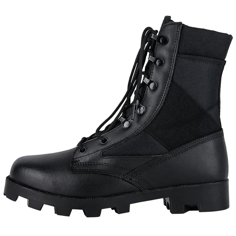 Camouflage Ankle Boots Men Outdoor Genuine Leather Panama Soles Tactical Combat Boots Hunting Work Boot Man Hiking Shoe 47
