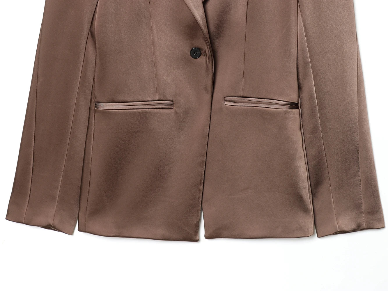 backless Satin Texture Blazers Women Fashion Autumn Winter Back hollow design Long Sleeve Single Buckle Suits Jacket coats