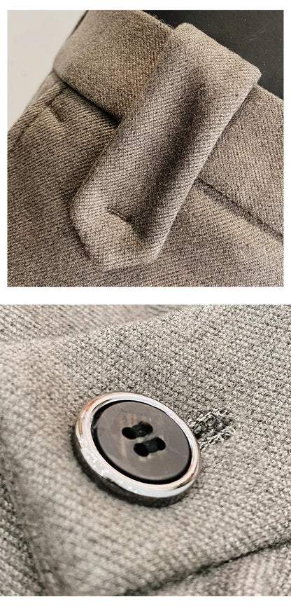 Autumn Winter Thickened Woolen Men Suit Pants New Solid Keep Warm Casual Slim Straight Pant Business Office Social Dress Pants