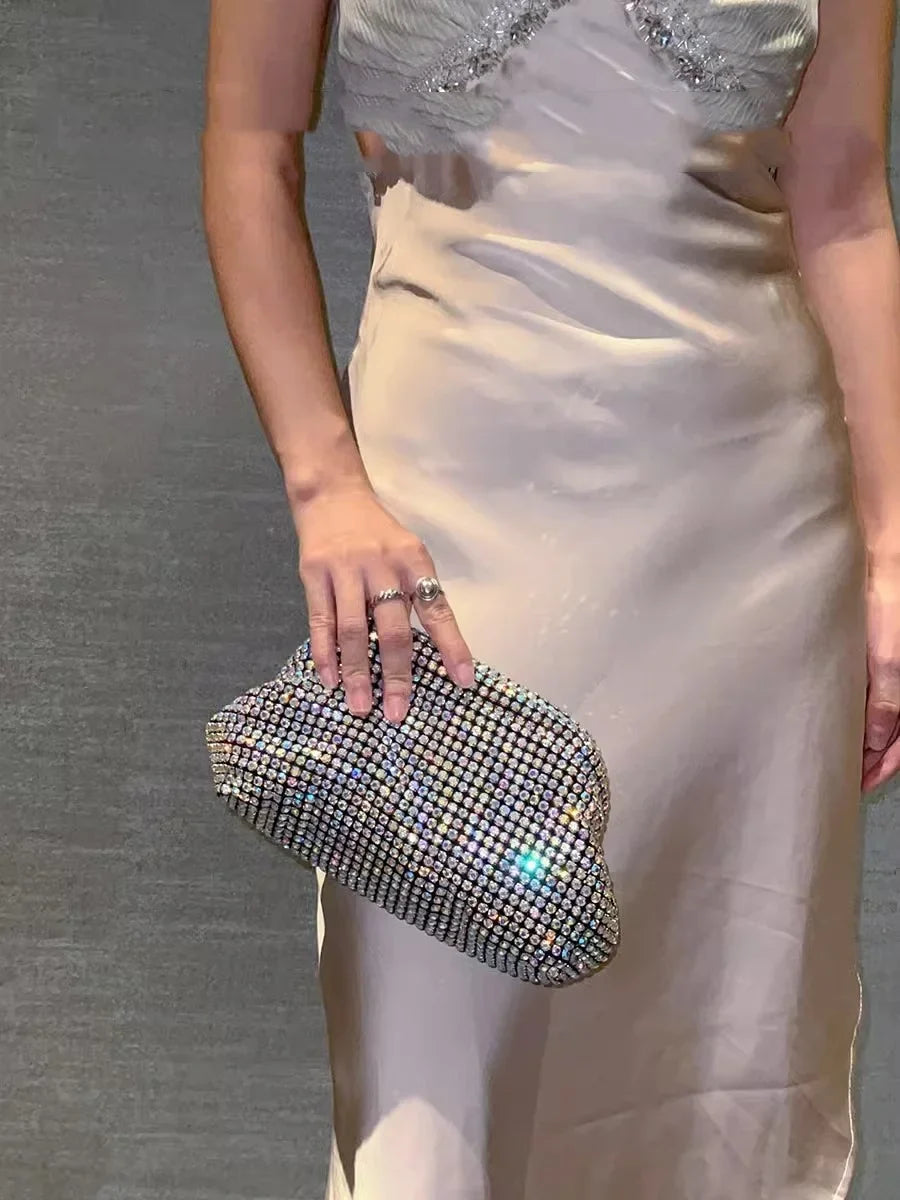 Luxury Glitter Cloud Bag Women's Handbag Crystal Shiny Rhinestones Diamond Evening Bag Wedding Party Clutch Purse Shoulder Bags