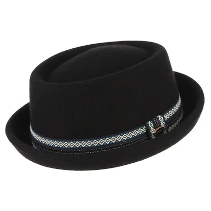 100% Wool Pork Pie Fedora Hat for Women Men Autumn Winter Felt Curved Brim Porkpie Hat