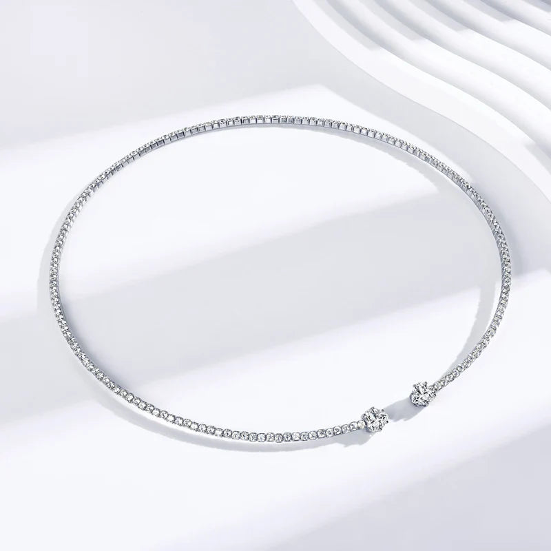 Heart Moissanite Collar Choker Necklace for Women 925 Sterling Silver Simple Open Collar Necklaces Jewelry Accessories