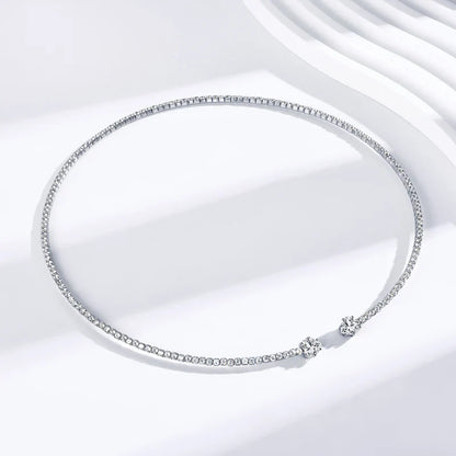 Heart Moissanite Collar Choker Necklace for Women 925 Sterling Silver Simple Open Collar Necklaces Jewelry Accessories
