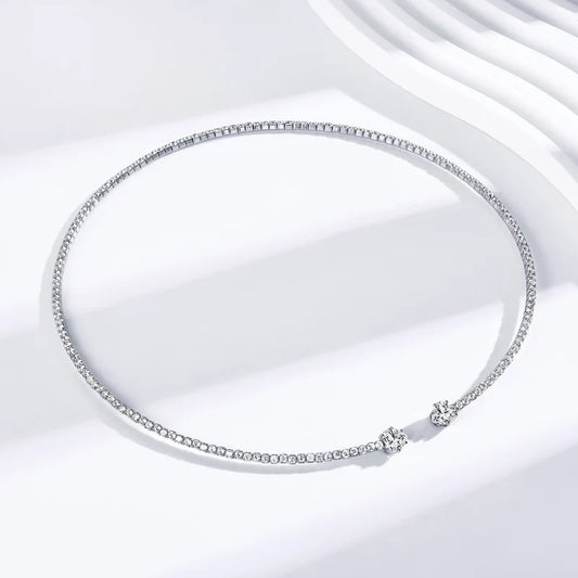 Heart Moissanite Collar Choker Necklace for Women 925 Sterling Silver Simple Open Collar Necklaces Jewelry Accessories