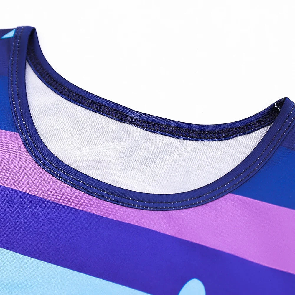 Girls Rainbow Striped T-Shirt Tutu Skirt With Cat Ears Headband Set Halloween Carnival Cosplay Costume Kids Birthday Clothing