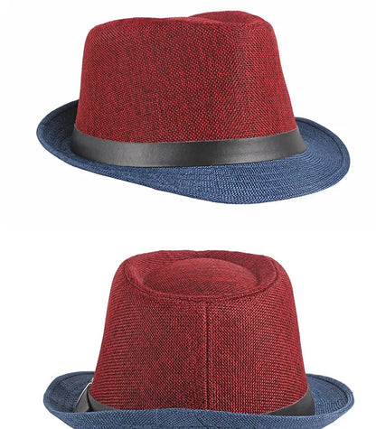 Spring and Summer Patchwork Men's Jazz Hat  Unisex Fashionable Fedoras Hat for Women
