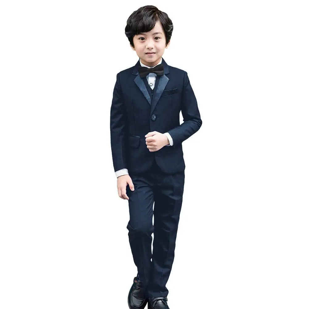 6Pcs Classic Boys Suits for Weddings Formal Blazer Kids Tuxedo Shirt Vest Party Ring bearer Suits Black