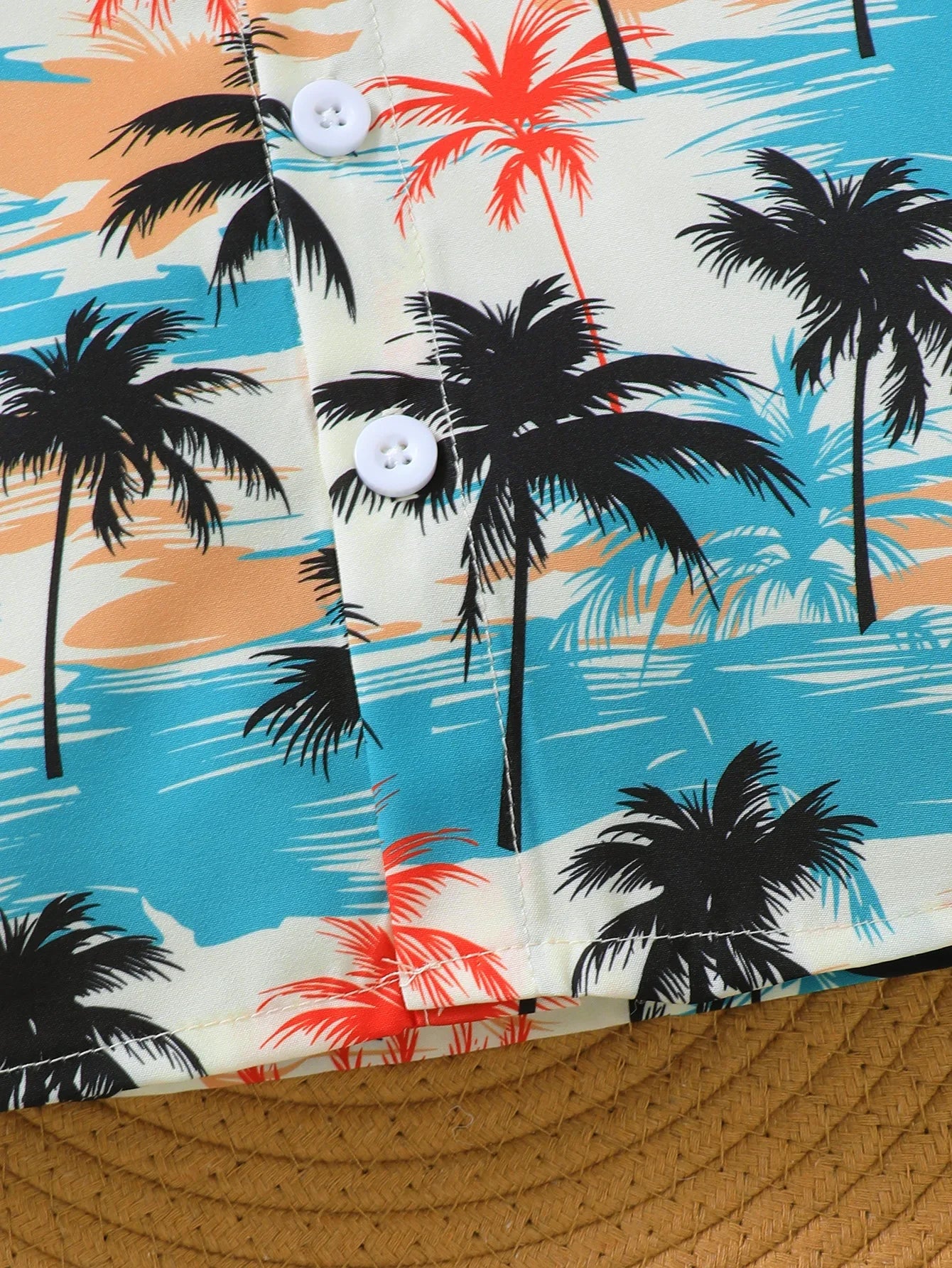 2-Piece Baby Boy Shorts Set Coconut Tree Pattern Short Sleeve And Overalls Summer Fashion Outfit for Infants