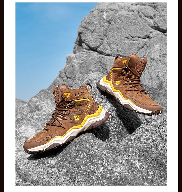 Men Hiking Shoes Mid-top Waterproof Outdoor Sneaker Men Leather Trekking Boots Trail Camping Climbing Hunting Sneakers Women