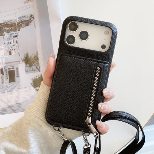 Crossbody Lanyard Phone Case with Zipper Mirror Wallet Card Holder Slot for iPhone 17/16/15/14/11 pro Max 13/12/11 plus