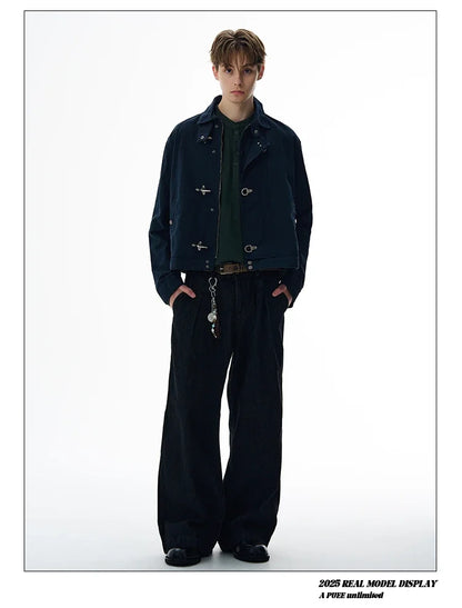 Harajuku Retro Black Gothic High Street Airplane Buckle Jacket for Men and Women Korean Fashion Y2k American Retro Casual Jacket