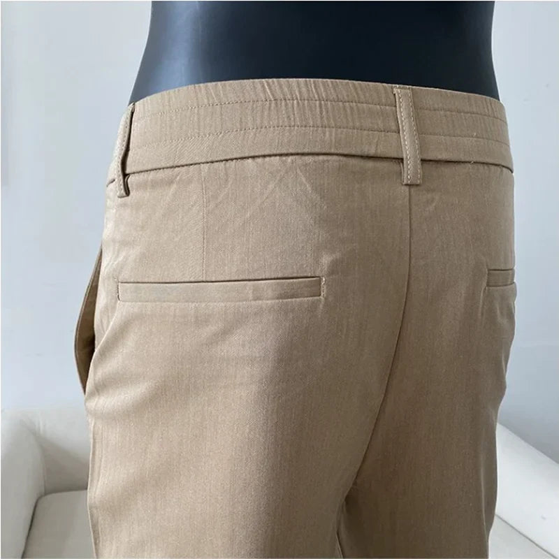 Summer New Light Thin Solid Color Suit Pants High Quality Slim Fit Stretch Trousers Men's Formal Business Social Dress Pants
