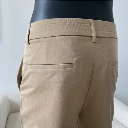 Summer New Light Thin Solid Color Suit Pants High Quality Slim Fit Stretch Trousers Men's Formal Business Social Dress Pants