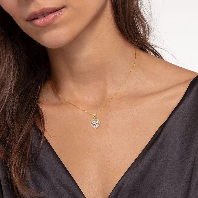 2ct D Color Moissanite Love Heart Pendant Necklaces 925 Sterling Silver Necklace Chains for Women Wedding Jewelry Gift