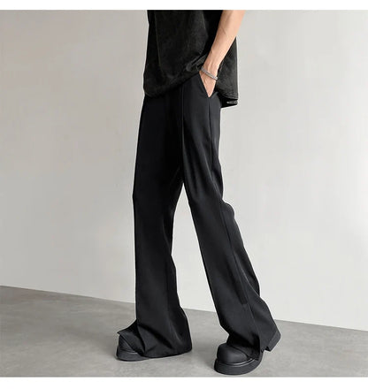 Brown Black Suit Pants Men Fashion Social Mens Dress Pants Korean Loose Casual Flared Pants Mens Office Formal Trousers M-2XL