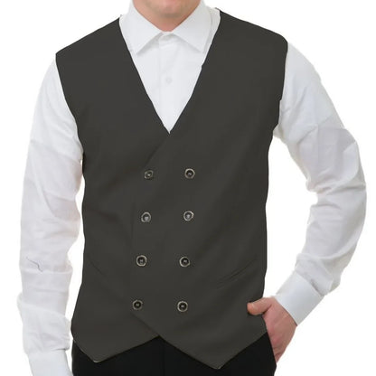 Men Vest White Solid Double Button V Neck Waistcoat For Wedding Banquet Business Party Casual Work Casual Daily Men Suit Vest