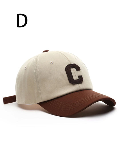 1 unisex all season fashionable pure cotton retro embroidered letter C baseball cap