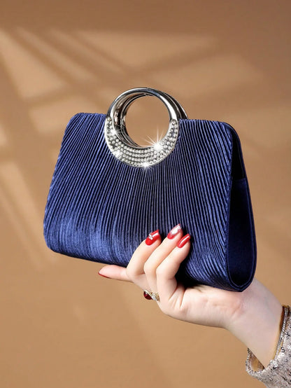 Women's Sparkling Glitter Crystal Evening Bag, Handbag And Crossbody Bag With Simple And Elegant Design, Suitable For Wedding