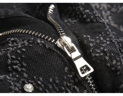 Men's Crystal Boot Cut Jeans Punk Black Stretch Denim Pants Rivet Slim Flared Trousers Fashionable Bootcut Trousers