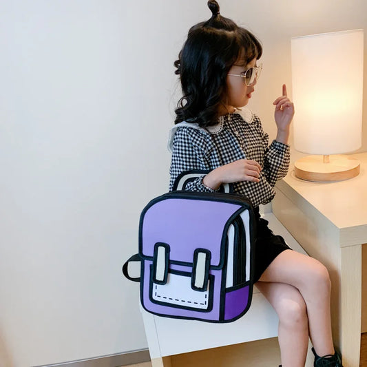 Two Dimensional 3d Multi-Functional Backpack Schoolbag Children 3-6 Grade Primary School Students