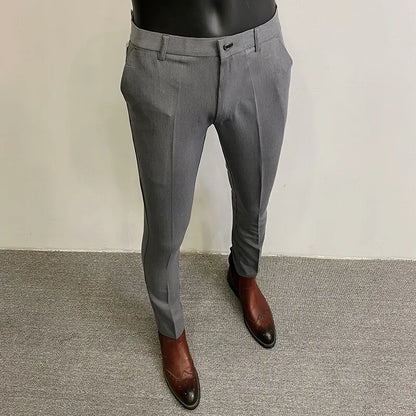 2026 Spring Summer Men's Casual Pants Formal Business Men Solid Color Slim Fit Office Social Trousers Wedding Party Suit Pants