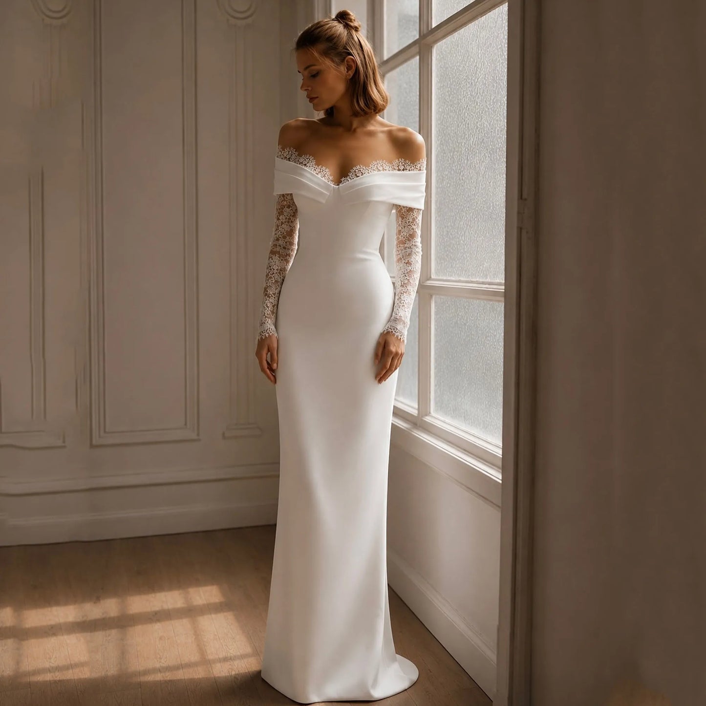 Classic Wedding Dresses Sweetheart Long Sleeve Lace Mermaid Off Shoulder Bridal Gown Elegant Vestido De Novia 2026 Customized