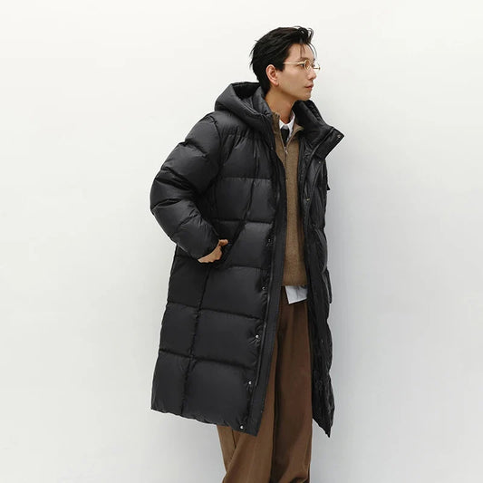 Down Jacket Men Winter 90% Down Fill Goose Down Thickened Water-Repellent Anti-Static Long Hooded Outerwear Men'S Wear