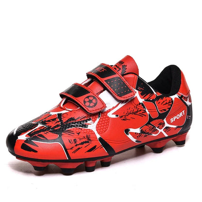 Kids Soccer Shoes Outdoor Non-Slip Football Sports Shoes Boy Training Shoes Child HOOK&LOOP Lightweight Children's Soccer Cleats