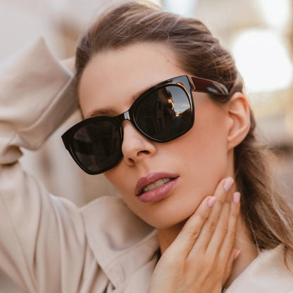 Fashion Original Thick Butterfly Frame Polarized Sunglasses for Women Chunky Uv400 Protection Shade Cat Eye Sun Glasses