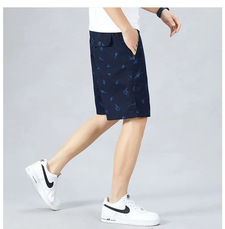 Mens Light Weight Print Shorts Casual Drawstring Elastic Waist Summer Beach Vacation Shorts
