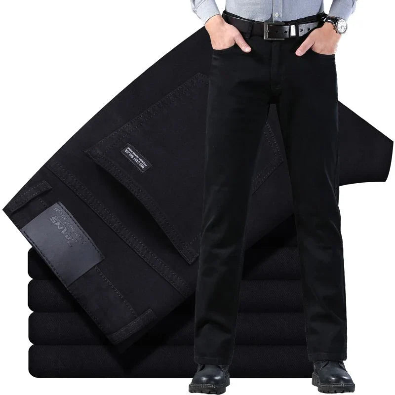 Men's classic high-end fashion versatile jeans, soft and slightly elastic black business denim pants, stylish upper body