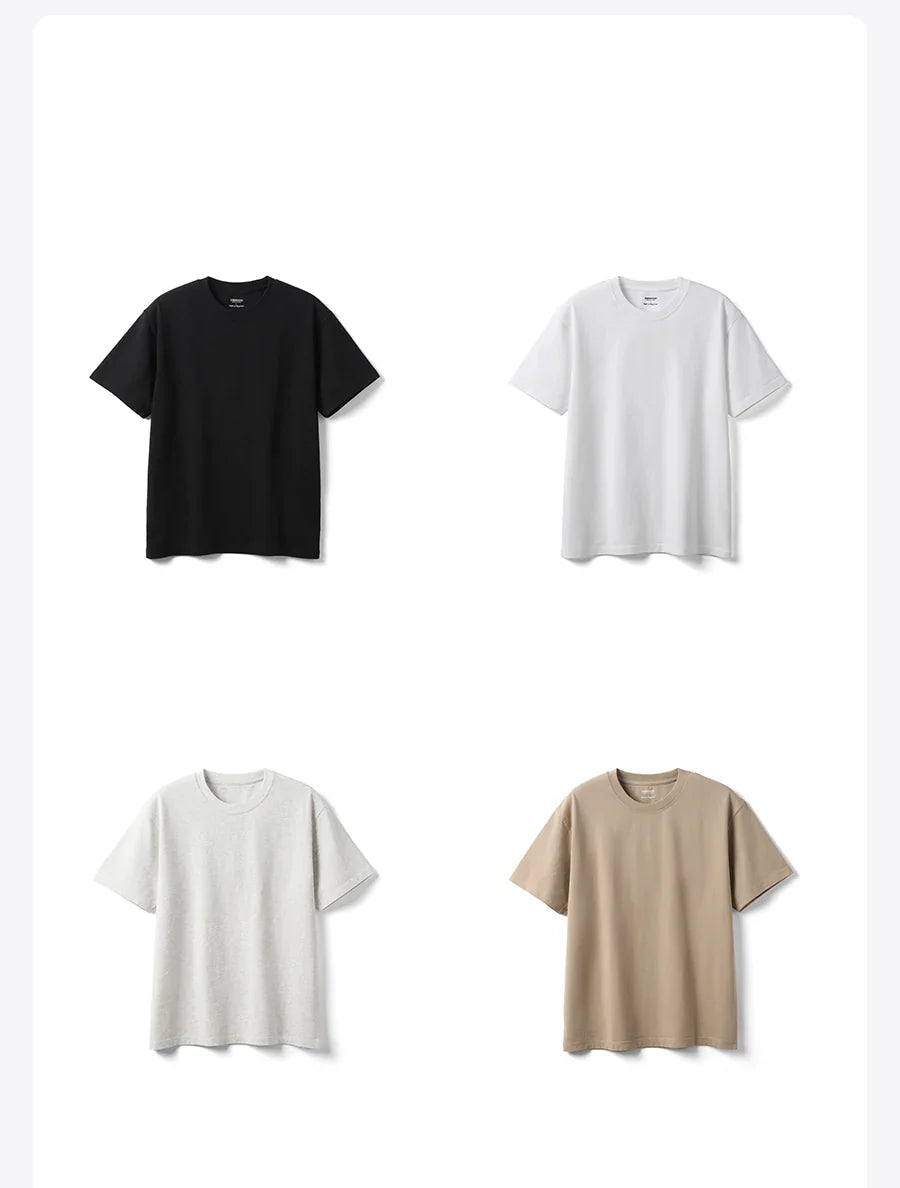 2026 Summer New Oversize 310gsm 100% Cotton T-shirts Men Quality Breathable Solid Color Comfortable Tops