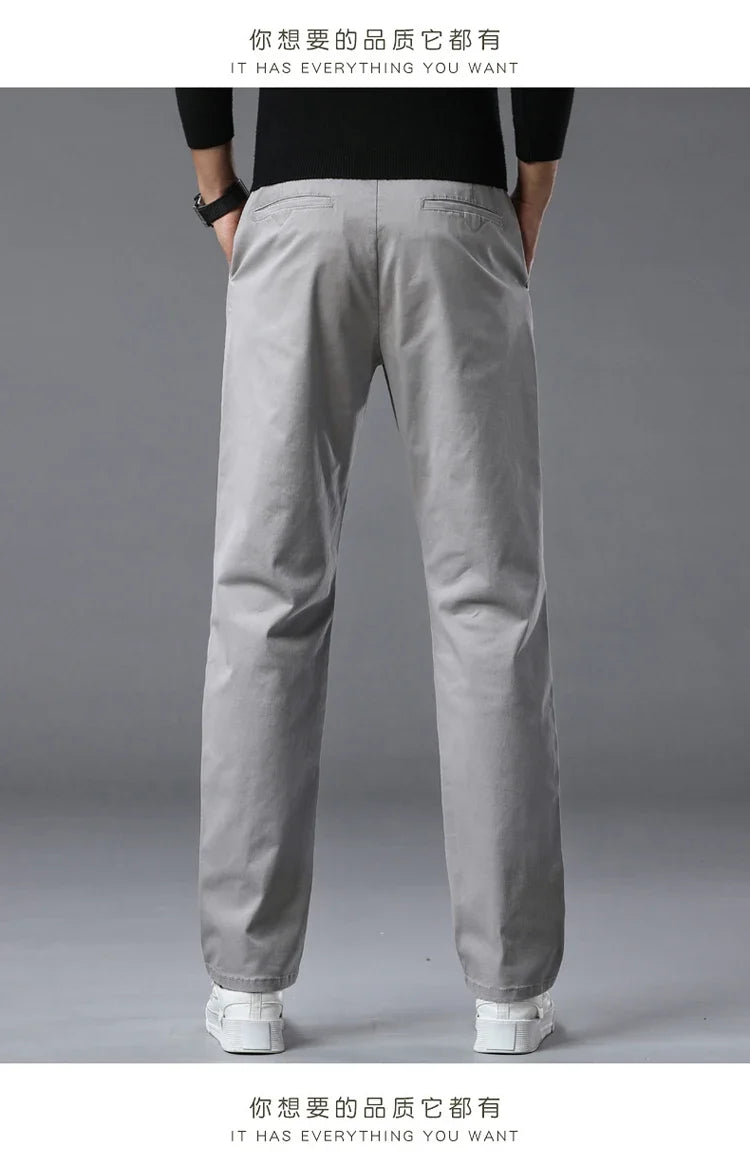 190 Cm Tall Men's Pants Summer Straight Chino Trouser Male Stretch Cotton Office Work Extra Long Leg Length 115 110cm Lengthed
