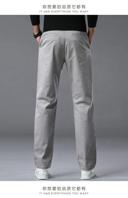 190 Cm Tall Men's Pants Summer Straight Chino Trouser Male Stretch Cotton Office Work Extra Long Leg Length 115 110cm Lengthed