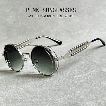 Punk Sunglasses For Men Designer Vintage Round Steampunk Fashion Glasses Retro Sunglasses Women 2024 Gafas De Sol Hombre Lunette