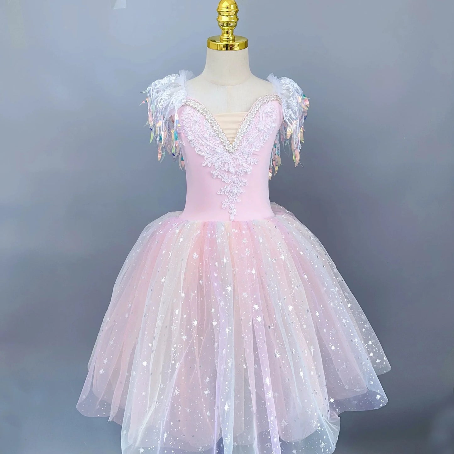 Kids Sequin Ballet Dress Performance Clothes Silver Girls Modern Dance Skirts Children Ballet Tutu Party Princess Dress Costumes