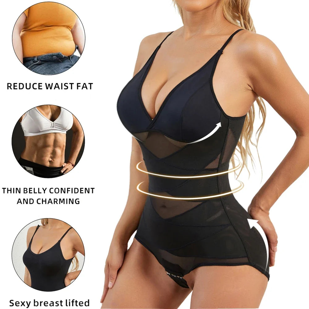 Women Butt Lifter Mesh Bodysuit Shapewear Waist Trainer Body Shaper Belly Slimming Sheath Push Up Underwear Reduce Abdomen