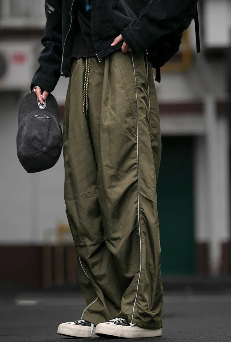 Korean Streetwear Waterproof Outdoor Utility Cargo Pants For Men Quick Dry Adjustable Hem Oversized Sport Casual Pants Trendy