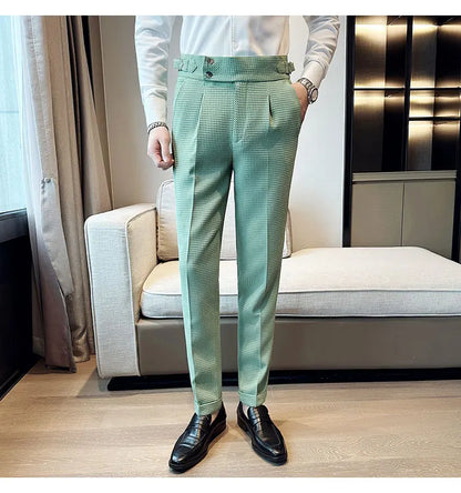 High Waisted Suit Pants for Men 2026 New Solid Color Formal Pantalones Hombre Casual Slim Fit Dress Pants Trousers Men Clothing