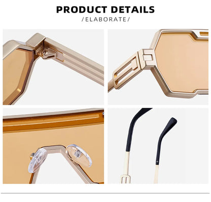 Steampunk Sunglasses For Men Vintage Designer Punk Fashion Glasses Retro One-Pieces Gafas De Sol Hombre Lunette De Soleil Homme