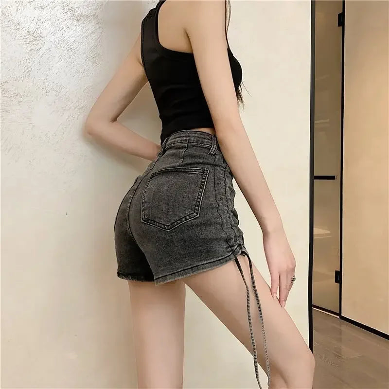 Summer Coquette Strappy Short Jean Pants Woman Harajuku Fashion Stretchy Cheap Outdoor Design XL New In Denim Shorts for Women