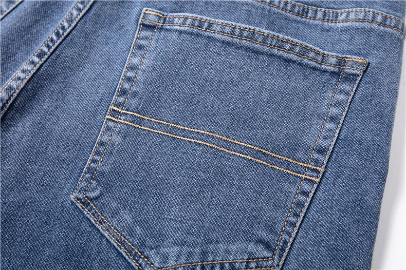 2026 New Autumn Men's Blue Straight-leg Jeans Business Casual Cotton Stretch Denim Pants Male Brand Plus Size 40 42 44