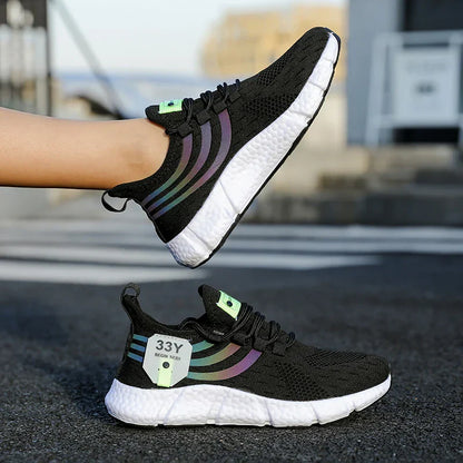Men Casual Sport Shoes Breathable Lightweight Sneakers Outdoor Mesh Black Running Shoes Athletic Jogging Tenis Walking Shoes