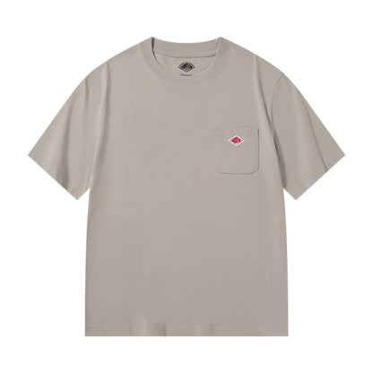 Men and Women's Pure Cotton Fashion Brand Embroidery T-Shirt Tee Simple Pocket Short Sleeve Orders Exported to Japanese