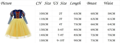 Halloween New Movie Snow White Princess Dress Girl Cosplay Yellow Snow White Party Yellow Stripe Dress Accessories Suit