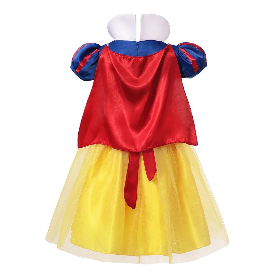 Deluxe Snow White Gown Set with Accessories Princess Costume Fairy Cosplay for Girls Kids Toddler Carnival Party Vestido