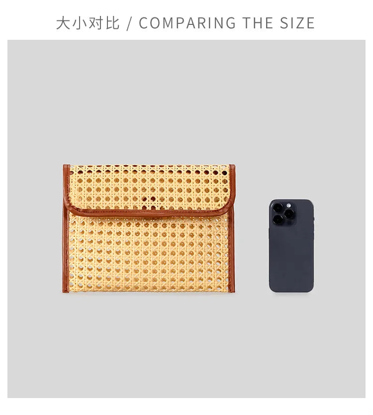 Fashion Imation Rattan Hollow Clutch Bag for Women Woven Shoulder Crossbody Bags Casual Summer Beach Bag 2025